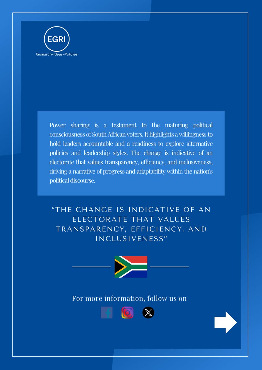 EffectiveGover3's tweet photo. A New Era in South African Politics: The End of 30-Year Majority

#southafrican #SouthAfricaElections #DemocracyInAction #PoliticalChange #EGRI #Governance #Accountability #Representation #Election2024 #SouthAfrica https://t.co/qVG7ffURCI
