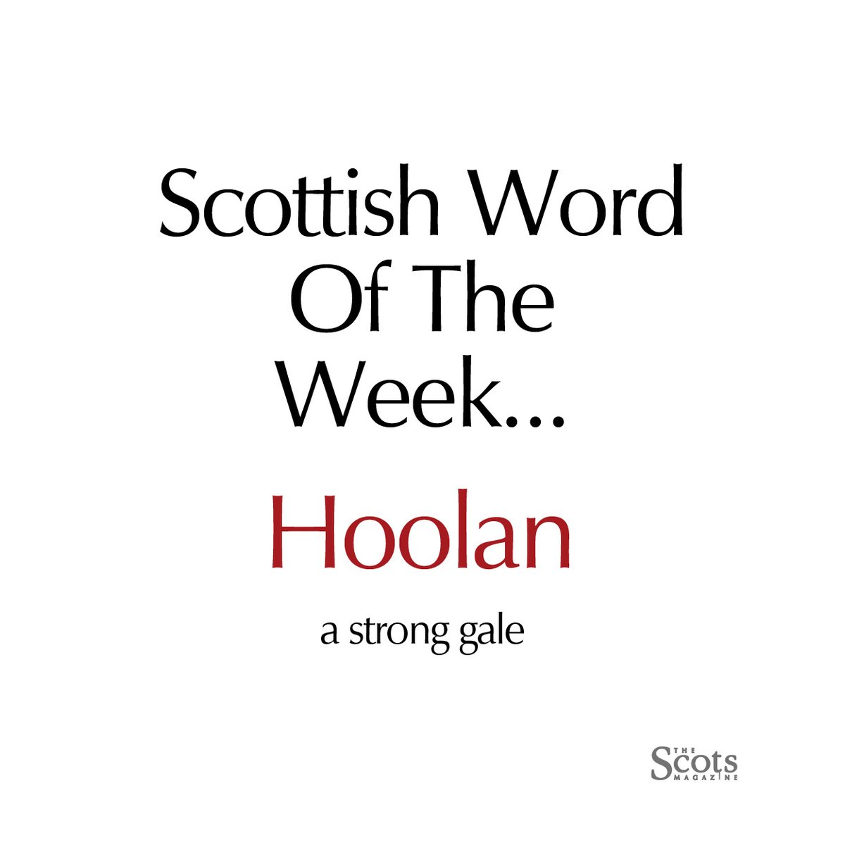 ScotsMagazine's tweet photo. #Scottishwordoftheweek is hoolan!

It's not a very summery word, but this year it's not very a summery summer.

“It’s blowing a hoolie,” is a phrase said to be derived from the Orkney Scots word ‘hoolan’. Hoolan describes a strong gale wind.

#scotlanguage #scottishwords https://t.co/jy4kNE8XwD