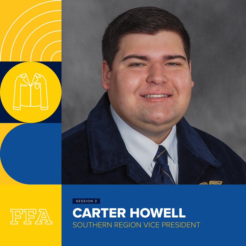 floridaffa's tweet photo. Our National FFA Southern Region Vice President Carter Howell joins us on stage during the Third General Session - sponsored by Suncoast Credit Union! https://t.co/6BX3zp7DEV