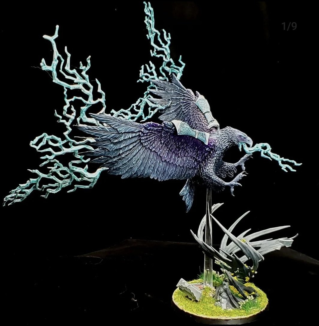 PaintsSina92478's tweet photo. Custom Storm/Wind Mage to go with my Storm/Wind Spirit. Dual melee weapons, or Talons, for the mage along with a helm adorned with feathers.
#AnimosityCmpgns and #DaWarpath have begun!
@warhammer
#Warhammer #Warhammercommunity #Lumineth #minipainting #wepaintminis #warhamfam https://t.co/cZJ2riIUgB