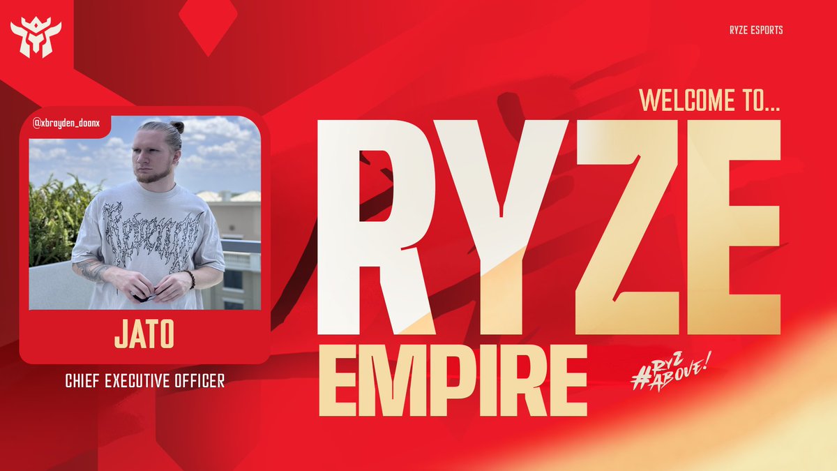 Ryze Esports (@ryzeempiregg) on Twitter photo Please welcome the man that will help spearhead us into this new era at RyZ!
Our new Chief Executive Officer <a href="/xbrayden_doanx/">Jato | Brayden</a>
#RYZABOVE | #RYZWIN Please welcome the man that will help spearhead us into this new era at RyZ!
Our new Chief Executive Officer <a href="/xbrayden_doanx/">Jato | Brayden</a>
#RYZABOVE | #RYZWIN
