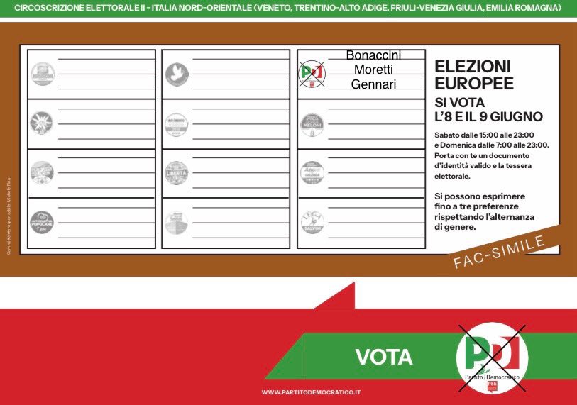 RubenStrozzi's tweet photo. Sabato 8 dalle 15 alle 23 e domenica 9 dalle 7 alle 23 si voterà per le #elezionieuropee 

Ecco chi ho scelto di sostenere, certo che chiunque sarà eletto nella lista @pdnetwork farà un ottimo lavoro! 

@sbonaccini @ale_moretti 

Buon voto!!! 
#europee2024 #UE #parlamentoeuropeo https://t.co/35X7i1as3P