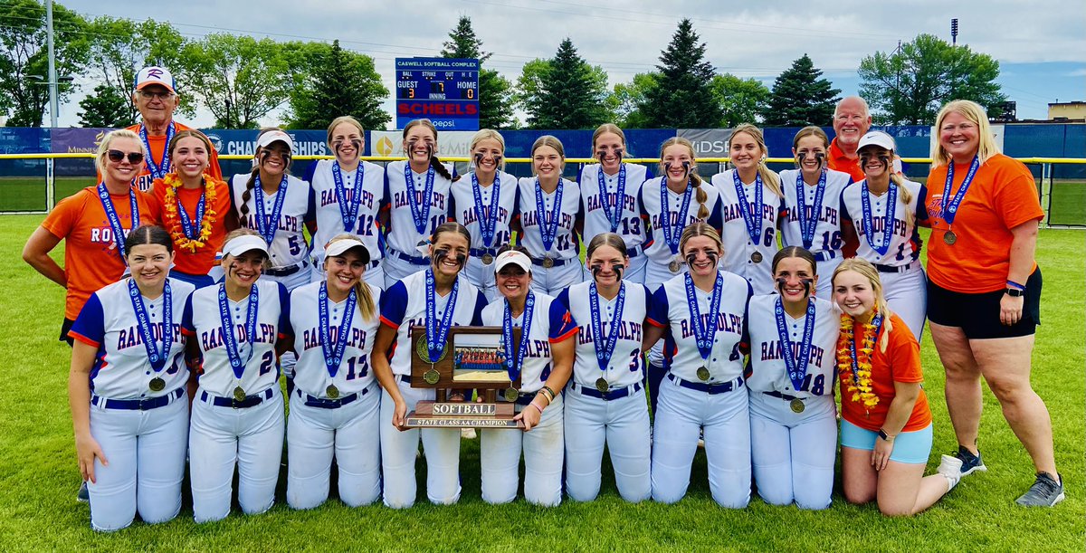 alechamsports's tweet photo. The Randolph Rocket softball team are #MSHSL Class AA State Champions with a 3-0 win over the Lake Crystal Wellcome Memorial Knights at Caswell Park in Mankato. It’s the Rockets’ second state championship in 4 years and their first in Class AA. Congratulations Rockets! https://t.co/SIV43pWwdI