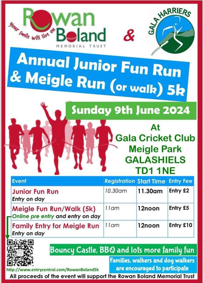Gala Cricket Club (@gala_cricket) on Twitter photo .<a href="/RowansTrust/">Rowan Boland Memorial Trust</a> are hosting their annual fun run at the club on Sunday. Why not pop up or enter the run to support a great cause on what is always a great occasion! 🏃♂️ .<a href="/RowansTrust/">Rowan Boland Memorial Trust</a> are hosting their annual fun run at the club on Sunday. Why not pop up or enter the run to support a great cause on what is always a great occasion! 🏃♂️