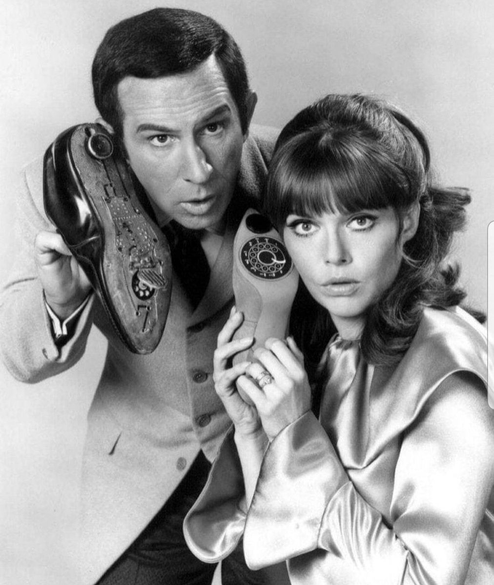 Tjeerd001's tweet photo. Don Adams and Barbara Feldon as agent  ... and ... with their shoe-phones in ... .....? https://t.co/4PgYbIiDwm