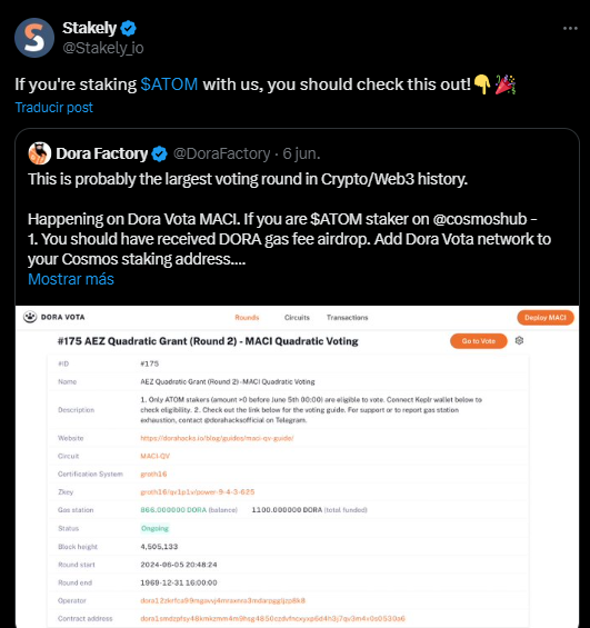 ⚛️⚛️AIRDR0P DE DORA - COSMOS⚛️⚛️
Lo siento, pero no se trata de Dora la Farmeadora, estamos dentro del ecosistema de $Cosmos 😉

Somos elegiles TODOS LOS STAKERS DE $ATOM, por lo que es uno de los más grandes de los que se han repartido (también diluido claro), ya que cuentan con
