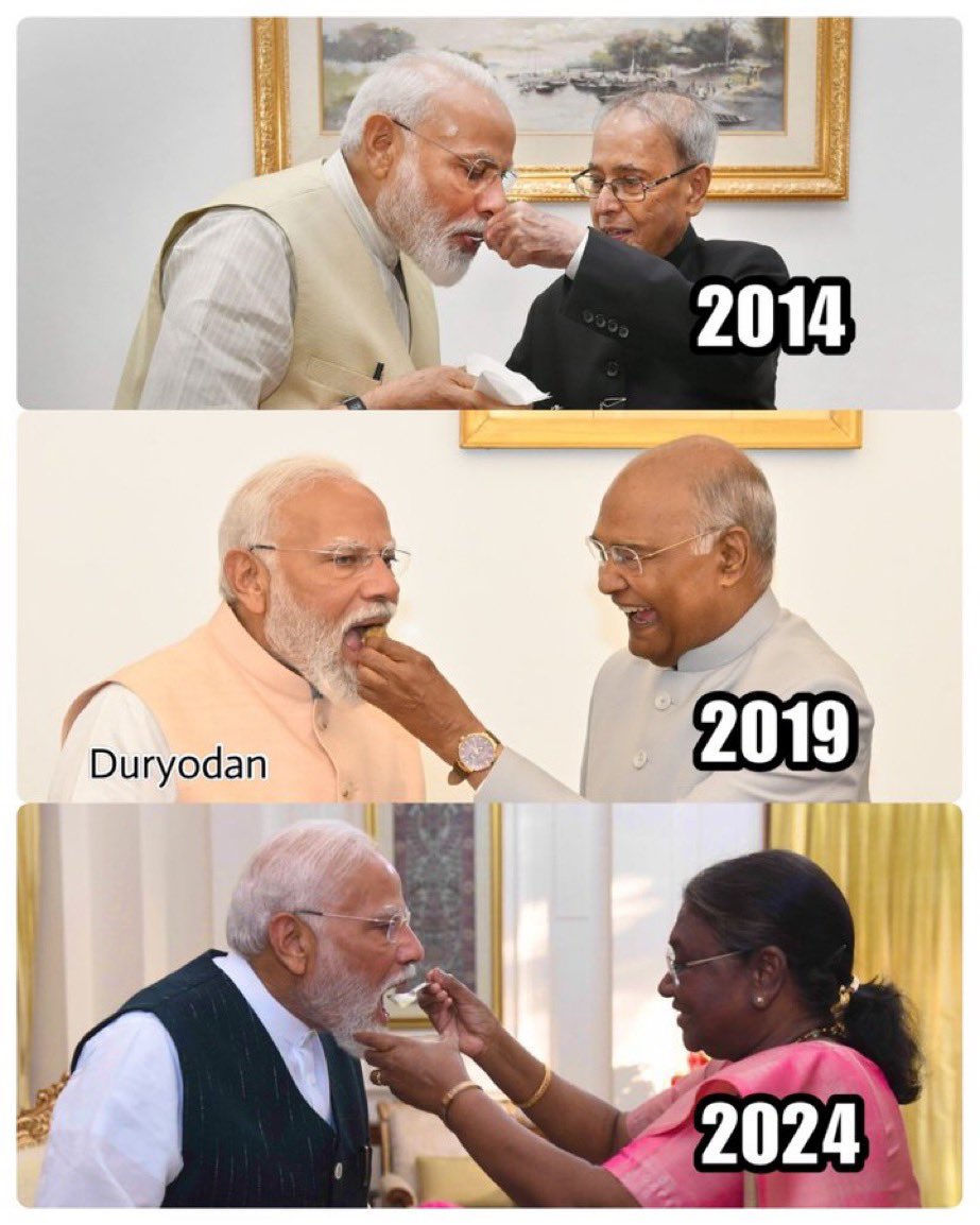 AdvAshutoshBJP's tweet image. Have anyone noticed: 3 different presidents but 1 Prime Minister❤️
#NarendarModi #PMModiAgain