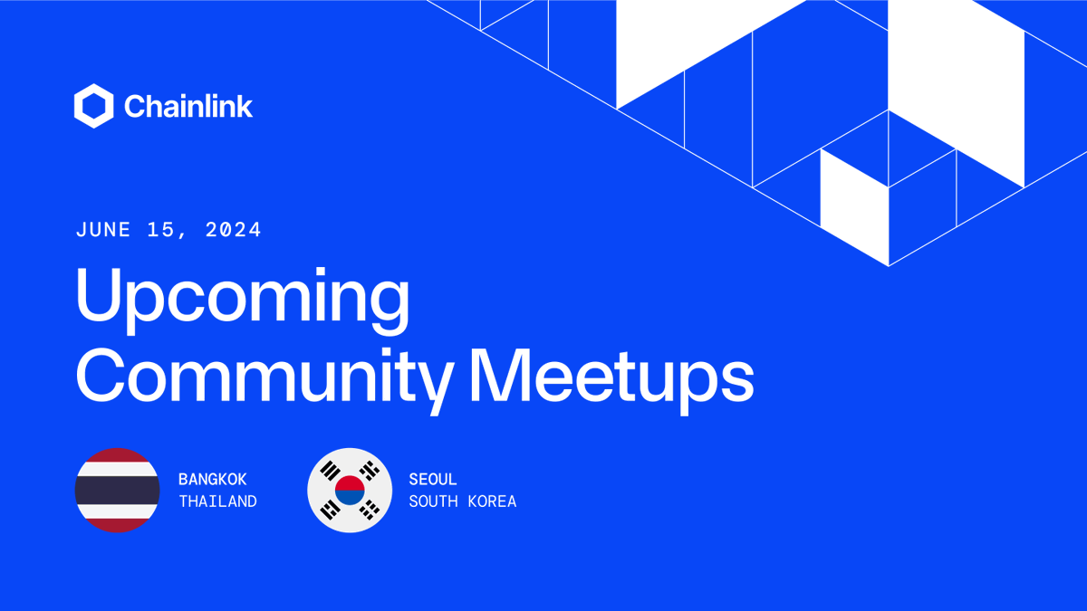 chainlink's tweet photo. 🌍 Join a global community of builders, professionals, and enthusiasts transforming the way the world works. 

Attend upcoming #Chainlink meetups in Bangkok and Seoul 📆⬇️ 
https://t.co/XHDbCYEdZ4 https://t.co/5xxtEEvZUY