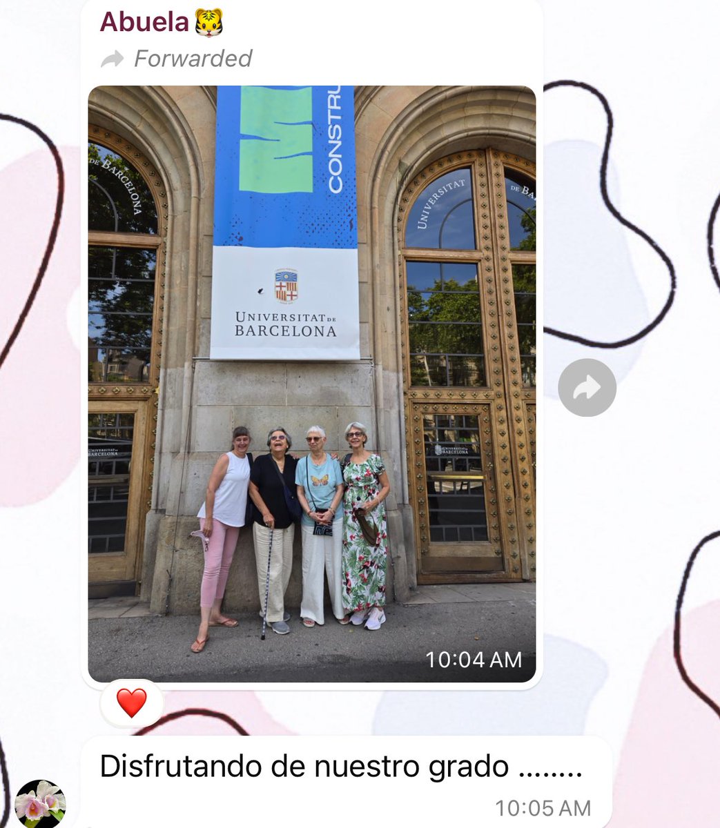 sofialohle's tweet photo. Mi abuela de 85 años está en Barcelona con las amigas y sus fotoactualizaciones me dan vidaaaa 🥰🥰🥰🥰🥰🥰🥰🥰 https://t.co/eUkl4k2xR9