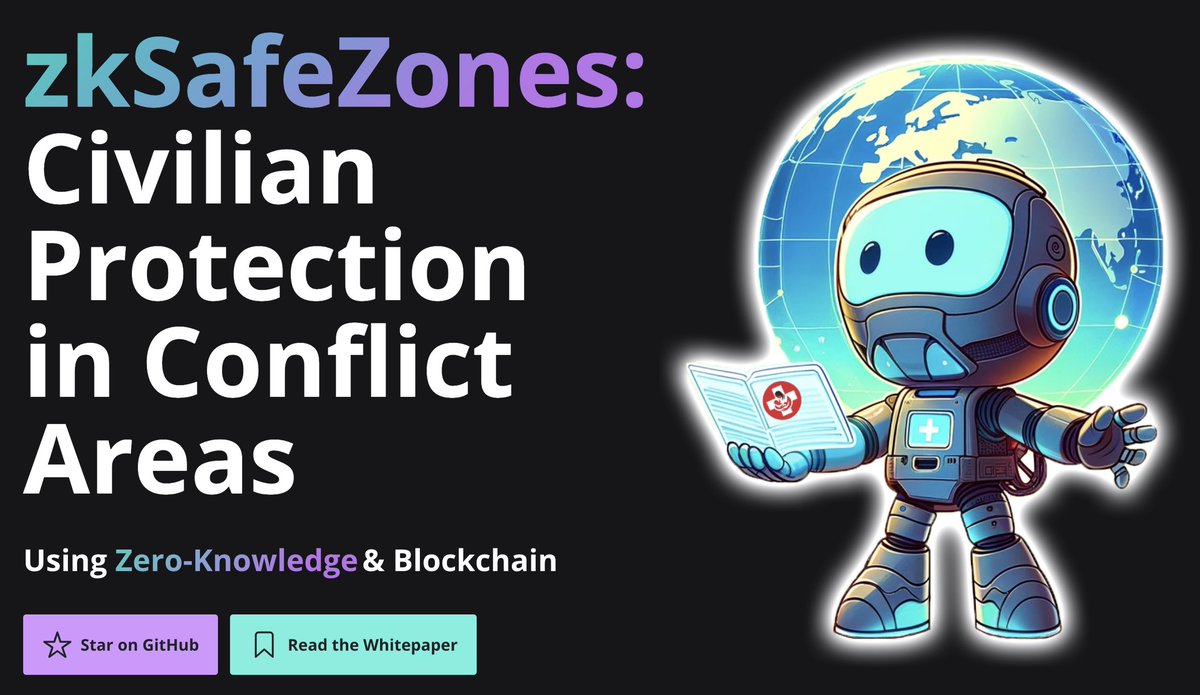 ⛑️ Transparency &amp; accountability are the first step to addressing the crisis of civilian casualties in conflict areas

🔐 We combined <a href="/zkLocus/">zkLocus</a>, <a href="/MinaProtocol/">Mina Protocol (httpz) 🪶</a> blockchain and Zero-Knowledge Proofs to address this problem

Learn more &amp; whitepaper👇 

🔗 zklocus.dev/zkSafeZones/