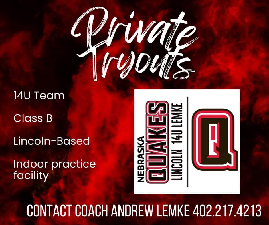 NEQuakesLemke's tweet photo. Nebraska Quakes 14U is now looking for players for the 2025 season! 

Please reach out to Coach Lemke at 402-217-4213 if you are interested in setting up a private tryout. https://t.co/fvNsknWYGI