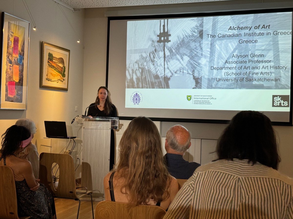 allysonglennart's tweet photo. Thank you everyone who attended the lecture/show at The Canadian Institute in Greece last night!
Photo credit: Fred Smith
@saskarts @CIGICG @USask_INTL #yxe #skarts #saskarts #usask #internationoffice #datewithhermes #canadianartist #artist #painting #drawing #artisttalk https://t.co/MU7eNrgqU5