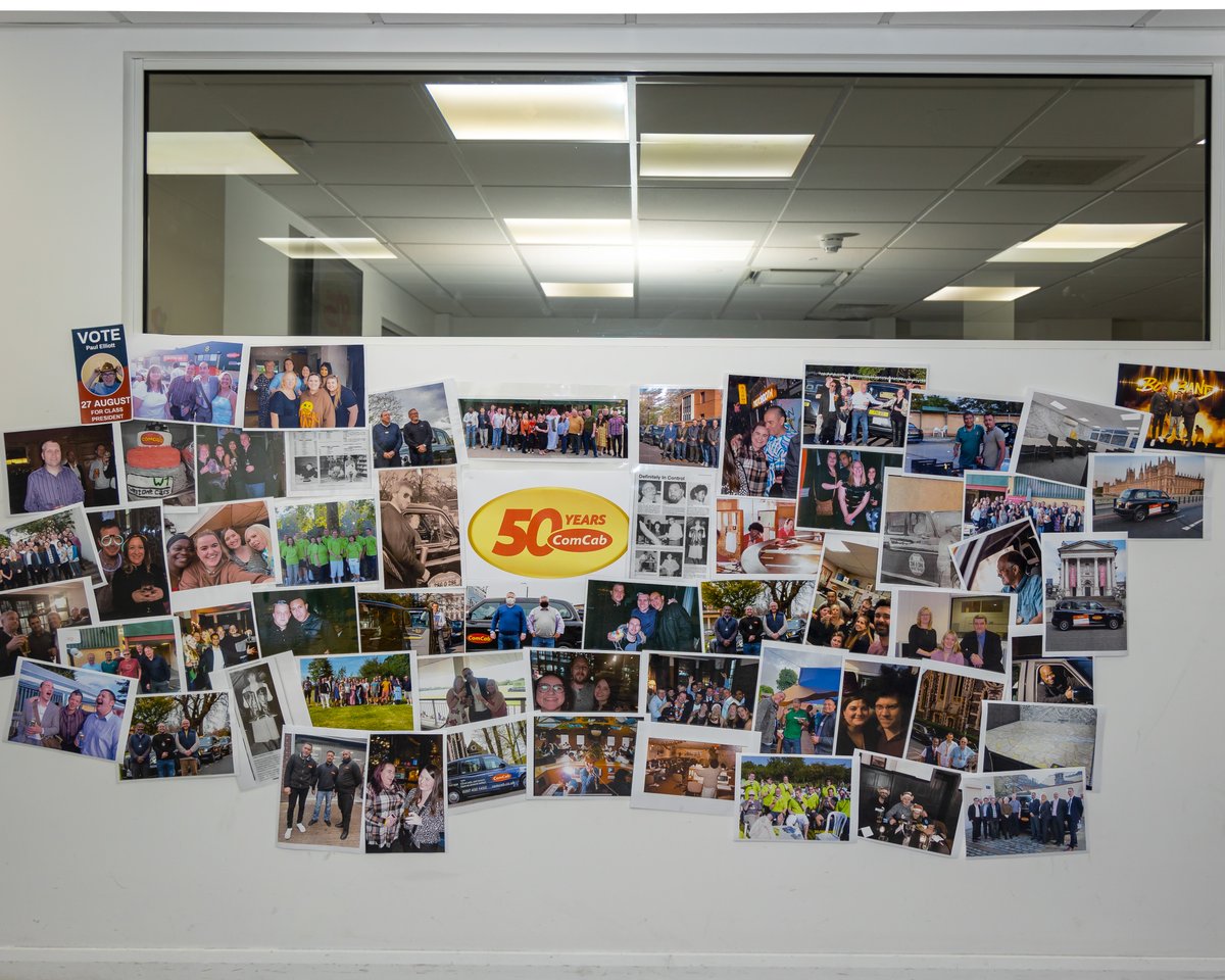 ComCabLondon's tweet photo. ❤️ 🖤 A big thank you to everyone who popped into William Road last week, to help us celebrate ComCab's 50th year anniversary! It was amazing to see so many familiar faces and take a look back at some of our favourite moments over the years. #ComCab #50Years #Anniversary https://t.co/rzj7o511F1