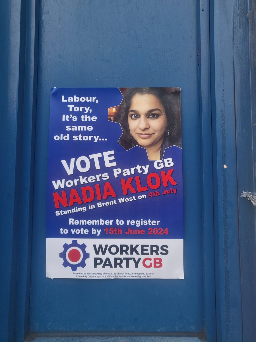 WorkersPartyGB's tweet photo. Vote Nadia Klok for Brent West to figurativey Klok those comedians out of parliament. https://t.co/lqfjqais14
