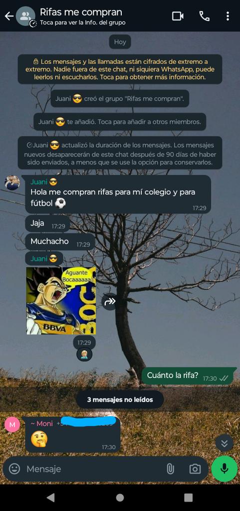 Mi sobrino de 11 años hizo un grupo y agrego a toda la familia para que le compren unas rifas de la escuela jajajajajaj