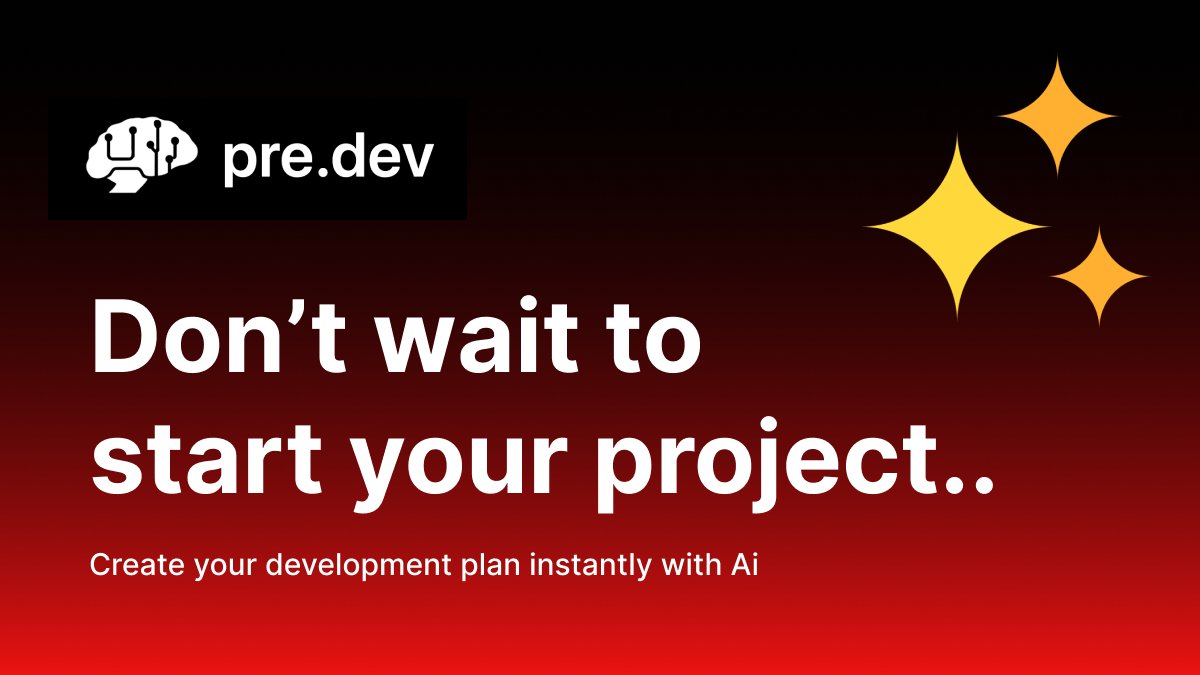 predotdev's tweet image. 🚀 Got an AI app idea for your business? Don’t wait—turn it into reality! With pre.dev, create your development plan instantly and bring your vision to life. 

#AI #BusinessGrowth #Innovation #Tech #startups #ideas #websites #apps