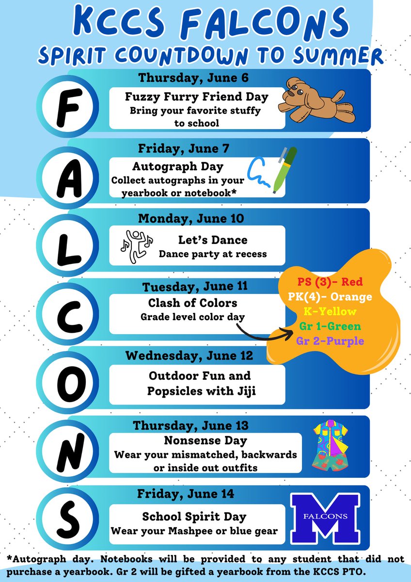 Brian Prehna (@prehnakcc) on Twitter photo KCCS Falcons Spirit Countdown to Summer! <a href="/mobrien_KCC/">MaryKate O'Brien</a> <a href="/WeAreMashpee/">#WeAreMashpee</a> <a href="/PDeBoerMPS/">Patty DeBoer</a> @Hanscom_MPS @JaimeCurley_MPS KCCS Falcons Spirit Countdown to Summer! <a href="/mobrien_KCC/">MaryKate O'Brien</a> <a href="/WeAreMashpee/">#WeAreMashpee</a> <a href="/PDeBoerMPS/">Patty DeBoer</a> @Hanscom_MPS @JaimeCurley_MPS
