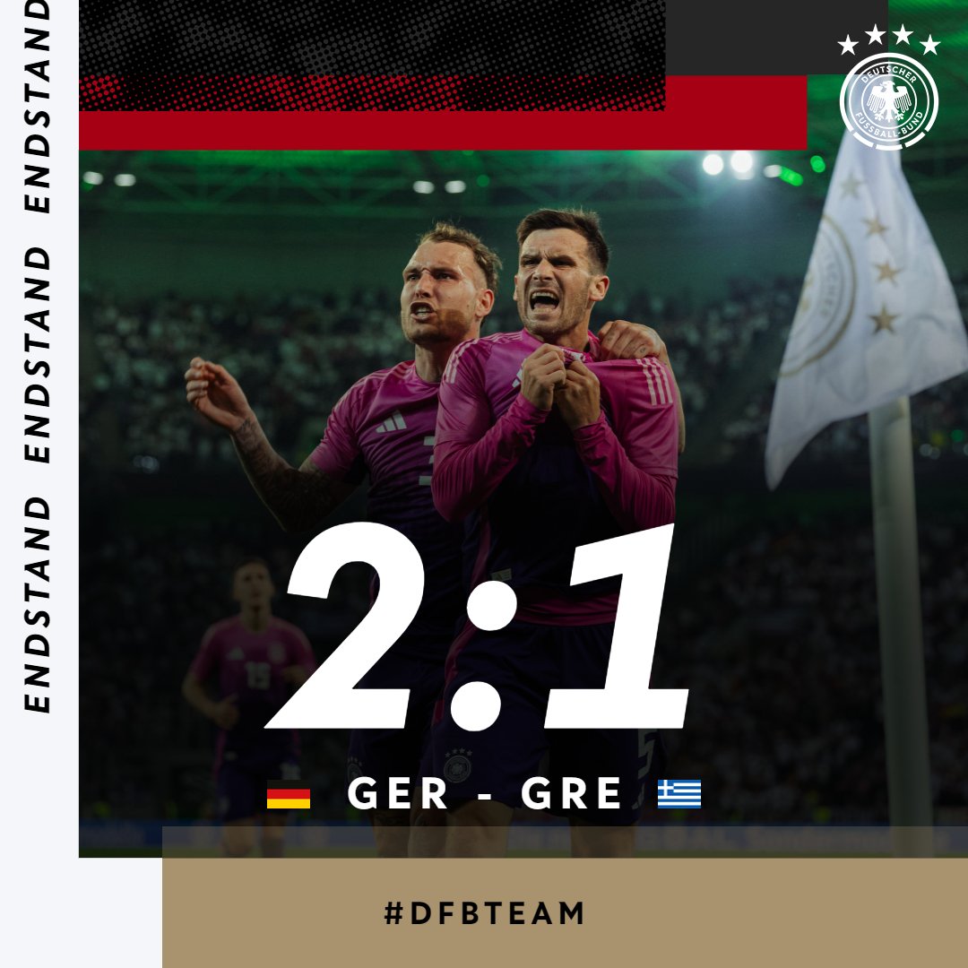 Luft nach oben - da geht mehr! 🚀 WIR BLEIBEN DRAN! ❤️‍🔥

2:1 #GERGRE #dfbteam | 📸 Philipp Reinhard/DFB