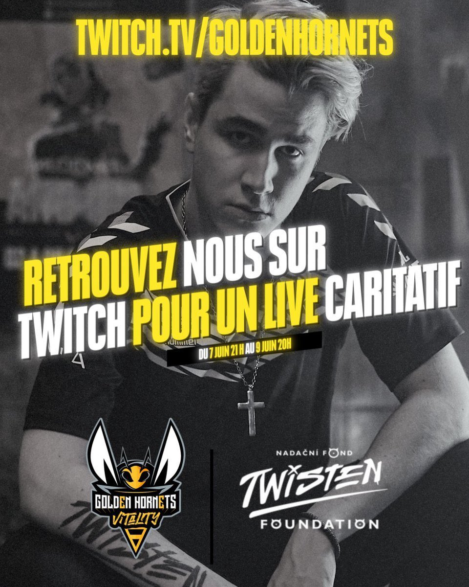 TeamVitality's tweet photo. The @GoldenHornets are on live for @TwistenFund 💛

Come and support them here:
https://t.co/PSHeBtQJ7U https://t.co/0gEXJ0Og26