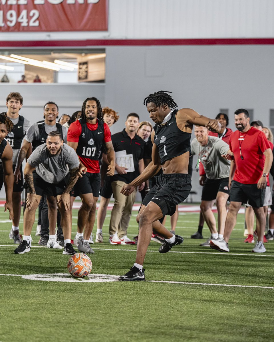 OhioStateFB's tweet photo. Don’t call it a comeback 🫣
     
The staff gets on the board with a win in penalty kicks ⚽️ 
    
Players up 4-1 https://t.co/NER3Z3rEoK