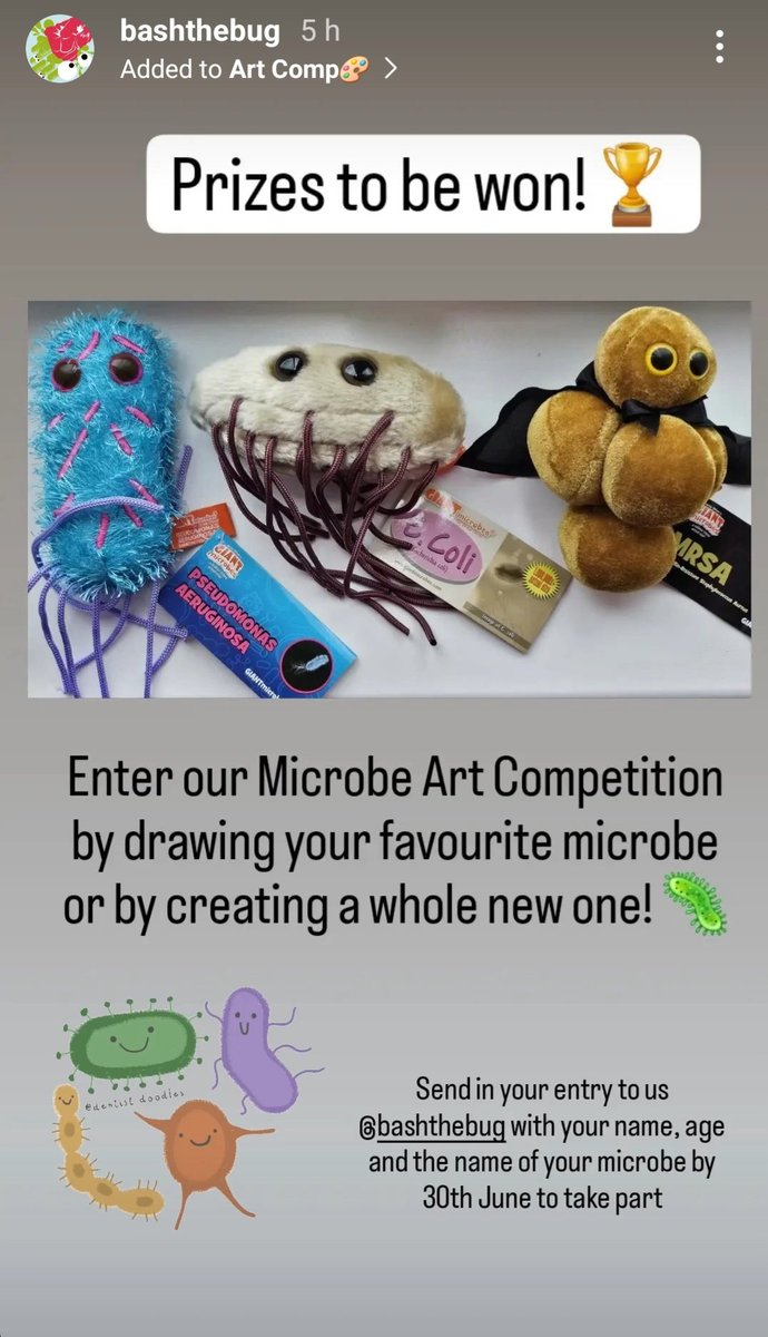 For fun - but you might win a cuddly Microbe....if you have kids interested in art/drawing or science, why not ask them to draw a picture of a Microbe (easy to search online) and send them to us (details below) <a href="/BashTheBug/">Bash The Bug</a> . Or - no age limit - have a crack yourself! Please RT!!
