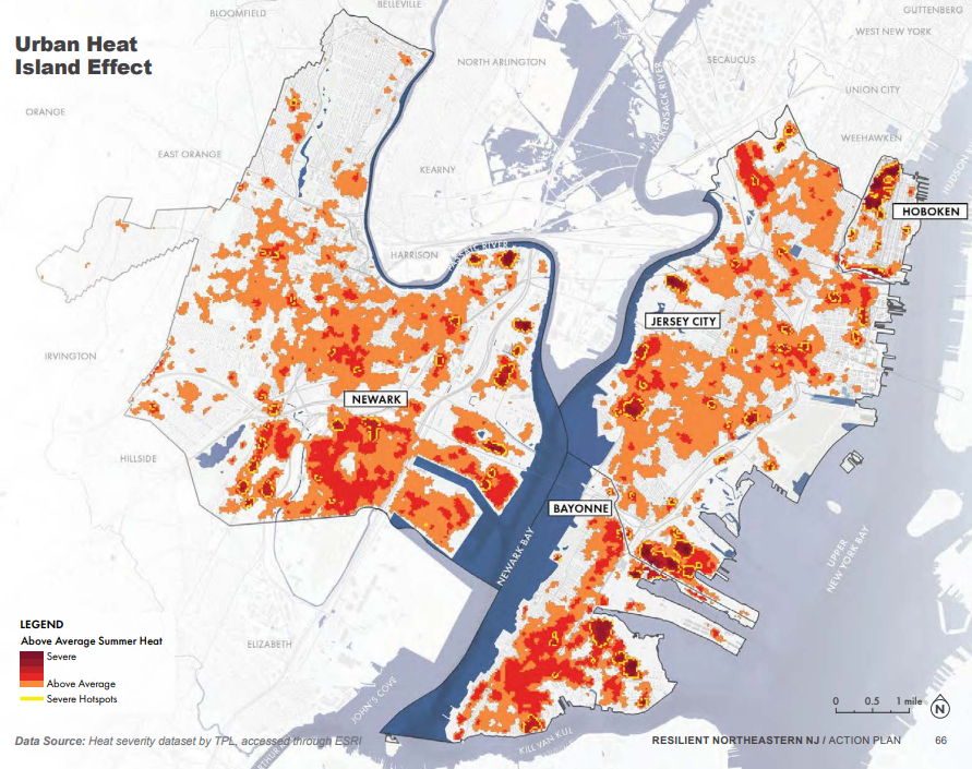 ResilientNENJ's tweet photo. Flooding isn't the only hazard that Resilient NJ is taking on. As global temperatures continue to rise to historic levels, extreme heat poses a variety of environmental, health, and infrastructure risks.  See how we're addressing these concerns at https://t.co/RTKkbs3uhf https://t.co/8iXPrmPaPN