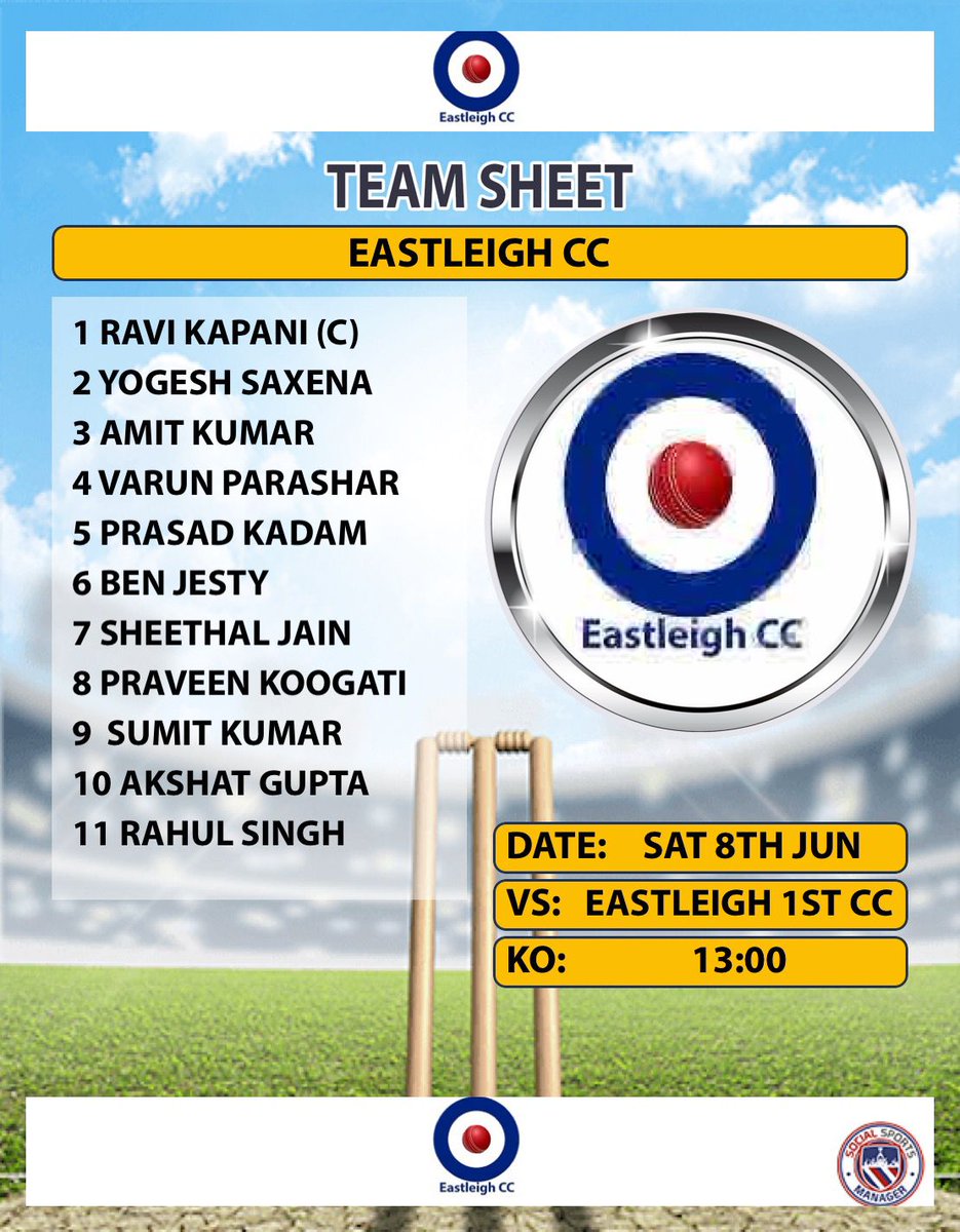 This week it's 1's v 2's! 

Strong team selections from both skippers leads us into what should be a great day all round! 

1's vice captain Michael also celebrates his 21st birthday this week and how better to spend it than the skipper making him field fine leg to fine leg? 🤣