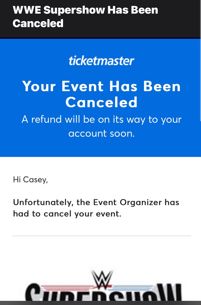 boothby_casey's tweet photo. @WWE  - so disappointed.  Just got this email for the Boise show in September. https://t.co/ZrHXW5QbaU