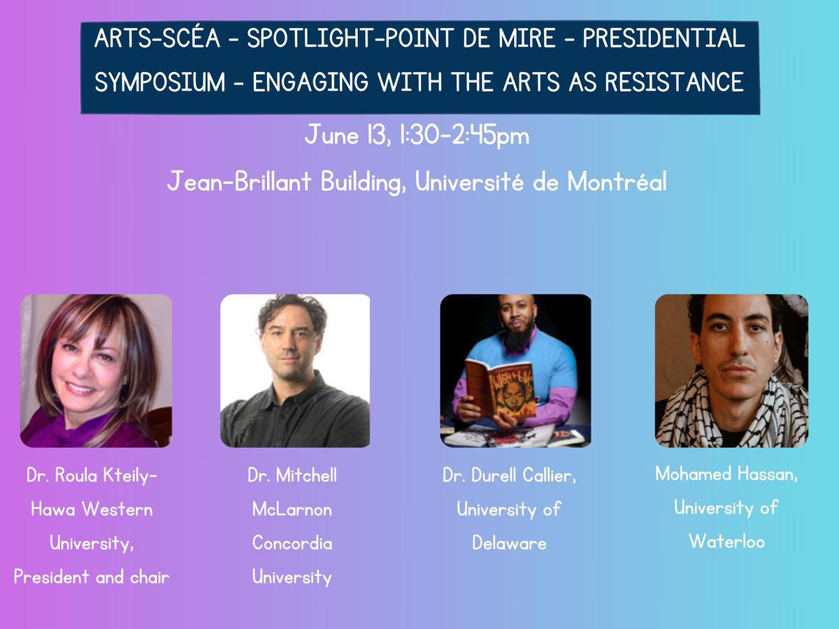 Join our distinguished panel of speakers, along with our President Dr. Roula Kteily-Hawa, this upcoming Thursday at 1:30pm to learn more about engaging with the arts as resistance! Offered as part of the CSSE conference #CSSE2024