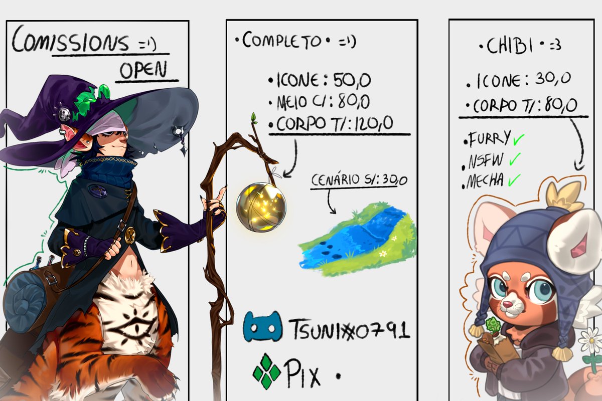 TsuniHi's tweet image. ✨Encomendas abertas ✨

Estou testando novos estilos e para complementar a renda decidi abrir alguns slotes oficialmente com desconto! ( Tem mais coisa pra galerinha de RPG 👀)

Meu portfólio: portfoliotsunihiamato.carrd.co

Abaixo mais info importantes ⬇️