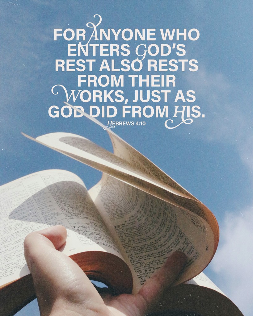 Enter God's rest and find peace from your labors, just as He did. 📲 Send this reminder to a loved one who needs to take same time to rest this weekend.