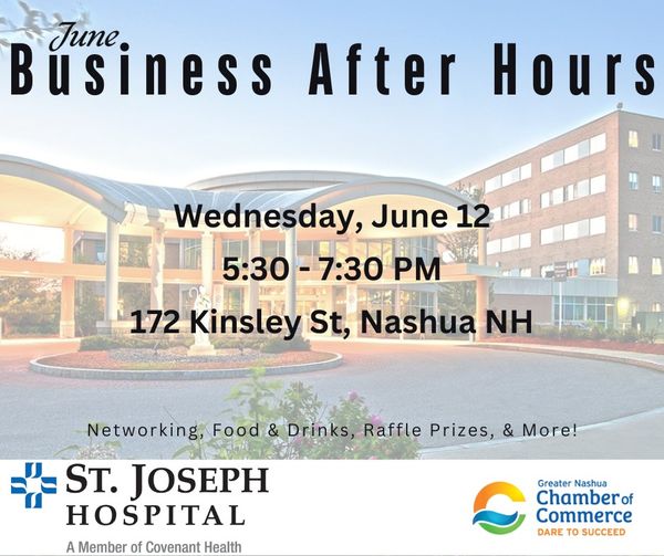 We are looking forward to hosting next Wednesday's Nashua Chamber of Commerce Business After Hours in the hospital atrium!

Registration is here: members.nashuachamber.com/events/details…