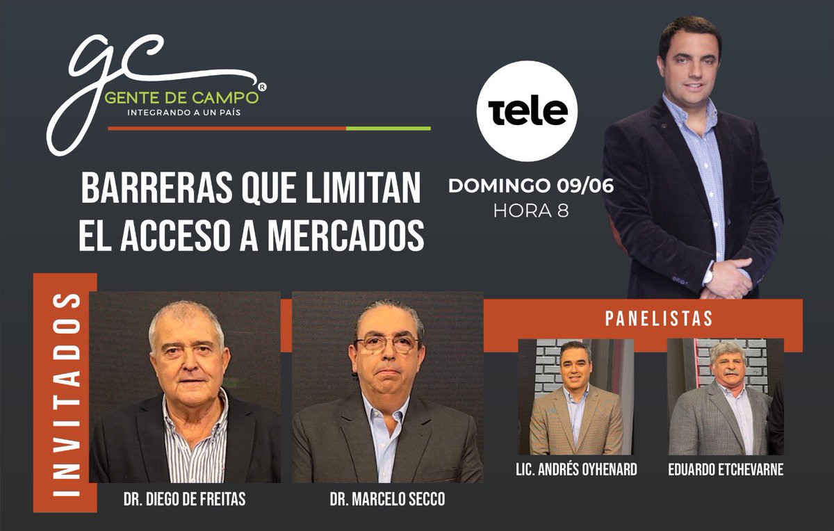 Este domingo la #GenteDeCampo vuelve a debatir.

TEMA: Barreras que limitan el acceso a mercados.

Súmese a partir de las 8 de la mañana, por <a href="/teledoce/">𝗧𝗲𝗹𝗲𝗱𝗼𝗰𝗲 📺</a> y <a href="/radioyi960/">Radio Yi AM960 /Durazno</a>.