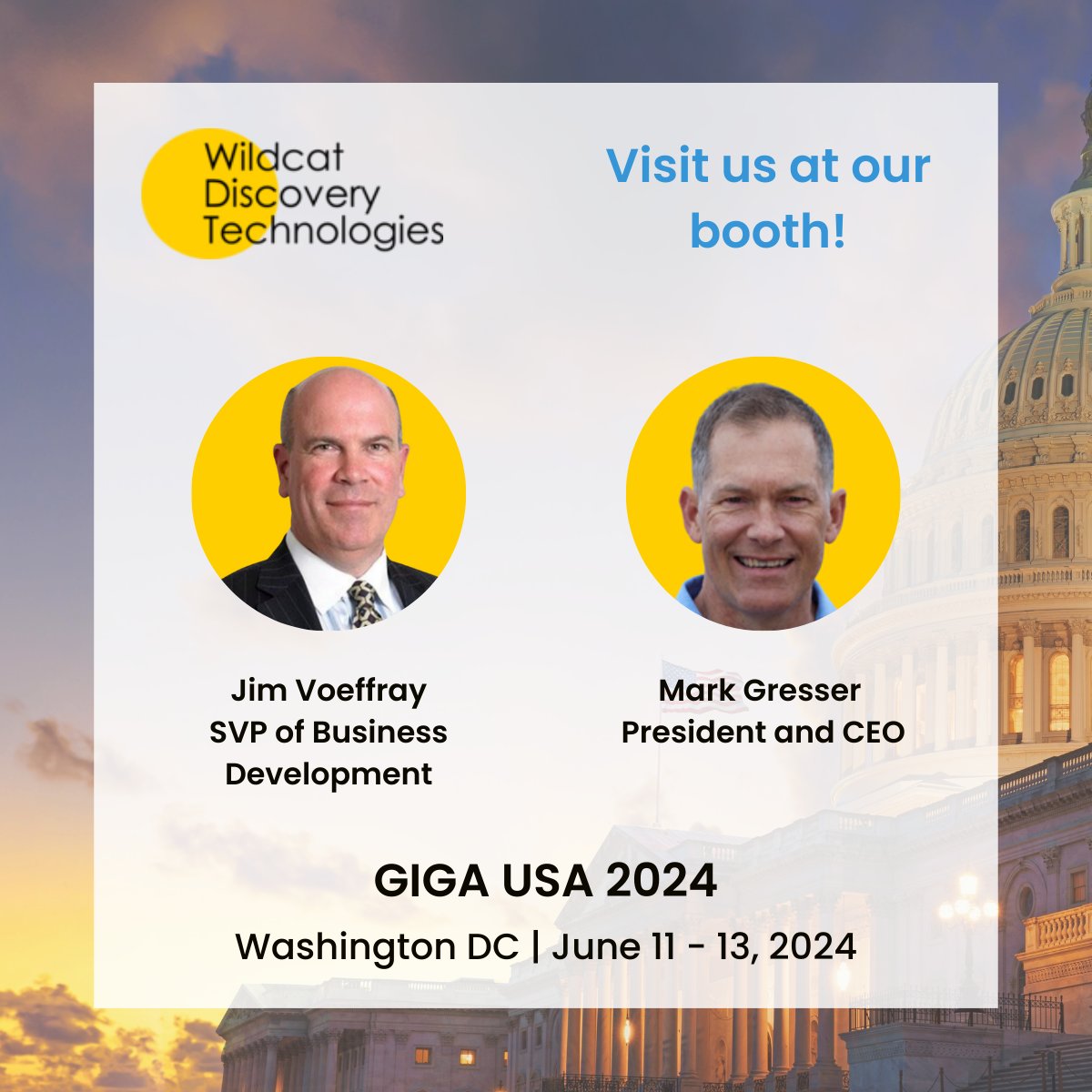 Wildcat is exhibiting at #GigaUSA 2024!

Join us as our CEO and President, Mark Gresser, presents on addressing the scarcity of US-manufactured #cathodematerials.

Visit our booth and schedule a meeting – they're eager to connect with you! 

#batterymaterials #batterysupplychain