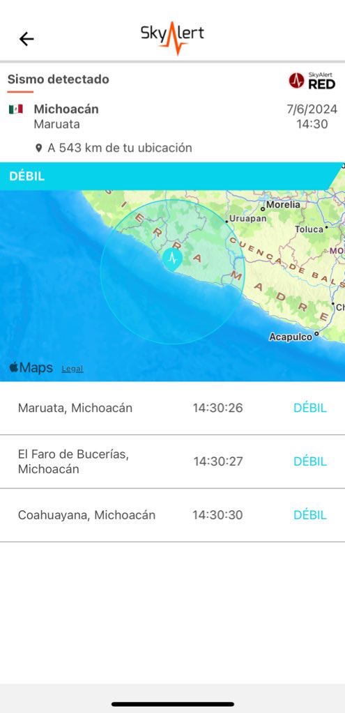 SkyAlertMx's tweet photo. #Sismo magnitud 4.4 (SSN) con epicentro frente a #Maruata, Michoacán.

Detectado por @REDSkyAlert con intensidad «débil» en Maruata, El Faro y Coahuayana.

#LaAlertaConfiable https://t.co/VPEjFWDvy5