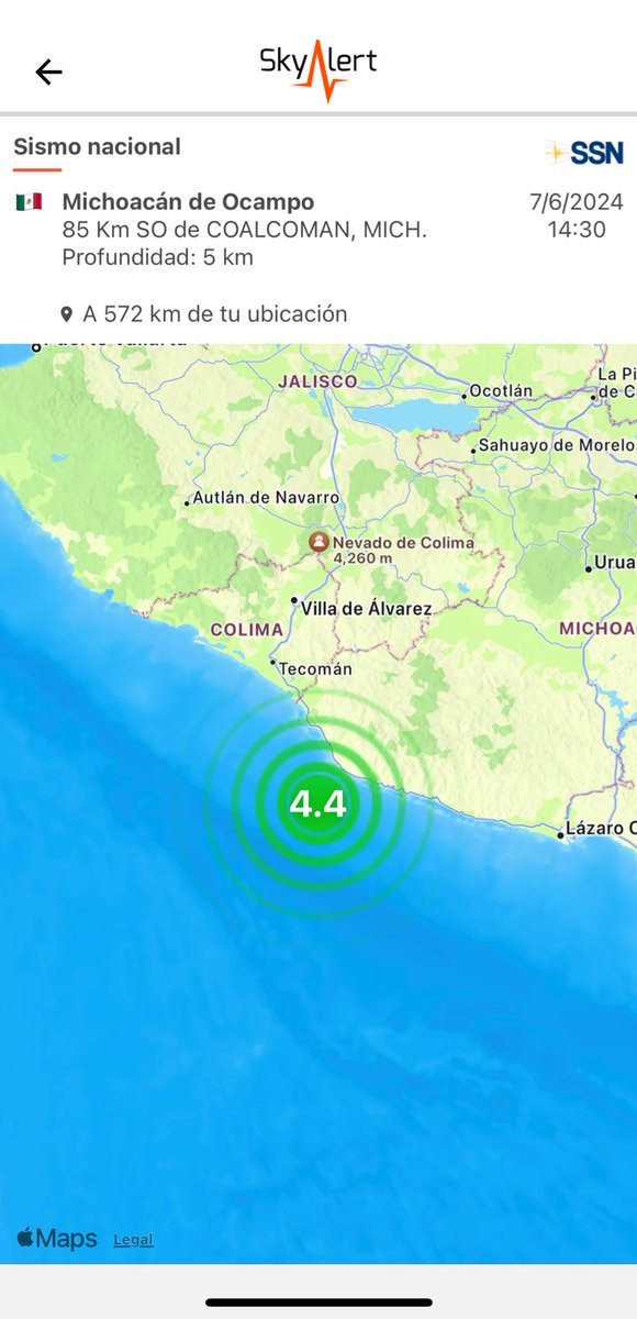 SkyAlertMx's tweet photo. #Sismo magnitud 4.4 (SSN) con epicentro frente a #Maruata, Michoacán.

Detectado por @REDSkyAlert con intensidad «débil» en Maruata, El Faro y Coahuayana.

#LaAlertaConfiable https://t.co/VPEjFWDvy5