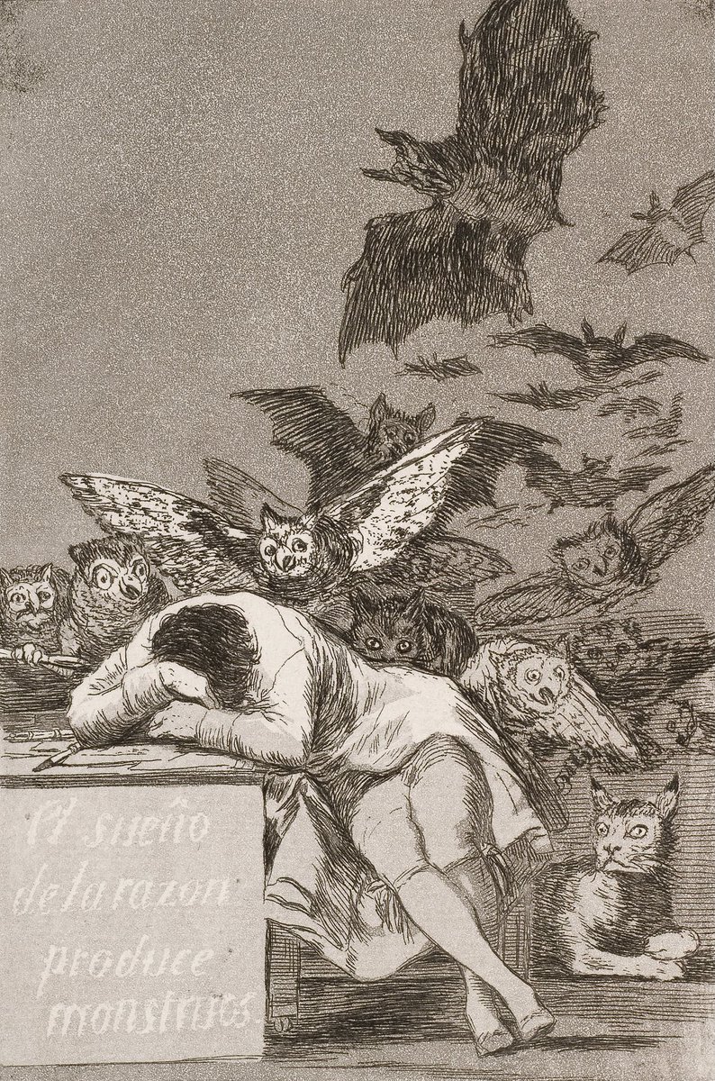 “El sueño de la razón produce monstruos” Aguafuerte del pintor español Francisco de Goya perteneciente a la serie de Los caprichos (1799)