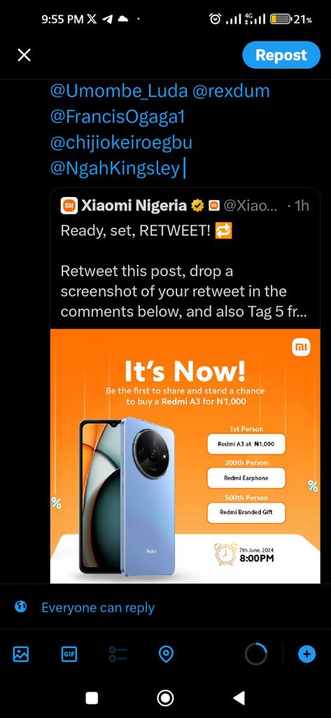 godswill_emeka's tweet photo. @XiaomiNigeria #XiaomiMidYearSale
#Seckill
#RetweetAndWin https://t.co/78HP9QRYid