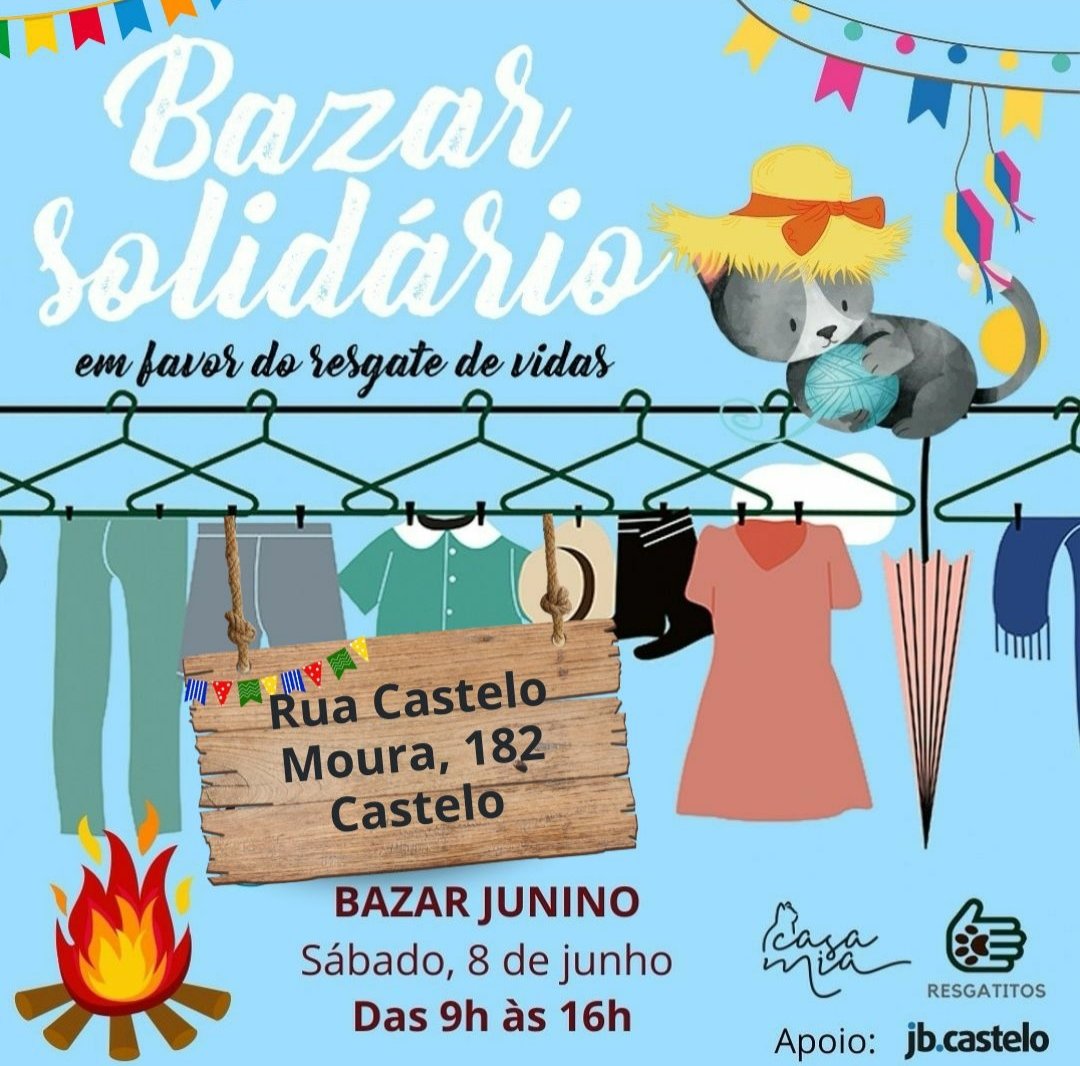 Bazar junino amanhã!

Boraaaa gente! Muias novidades! São 4 ambientes lotados de coisa boa e barata! Tudo bem organizado, selecionado e precificado. 100% beneficente! Todas vendas para os Resgatitos e gatinhos da ONG Casa Mia