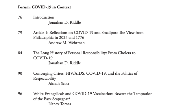 jonathandriddle's tweet image. I really appreciated the chance to think about COVID-19 in historical context with @ProfWehrman @AishahScott and Nancy Tomes last year.

Check out the published version of our roundtable in @faithandhistory here: faithandhistory.org/wp-content/upl…