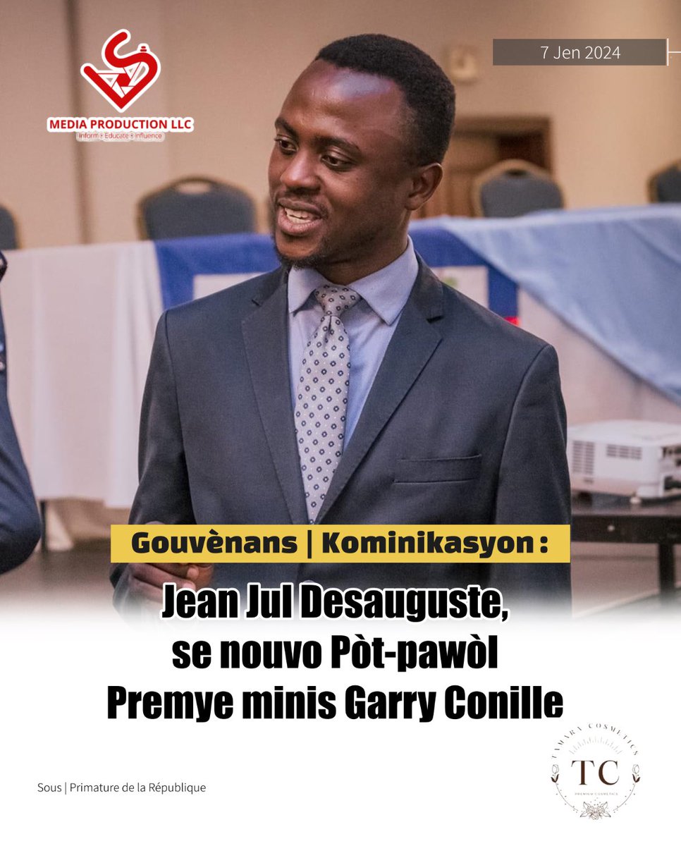 LuckNews88's tweet photo. 📌Se biwo kominikasyon Primati🇭🇹 ki anonse nouvèl la, aprèmidi vandredi 7 jen 2024 la, nan yon nòt yo pibliye sou rezo sosyal yo. @JeanJulDsaugust se jounalis. Avan li te jwenn pòs sa a, li tap travay kòm Prezantatè emisyon « Le Point », sou @telemetropole | @PrimatureHT https://t.co/Fg8S0q8st9