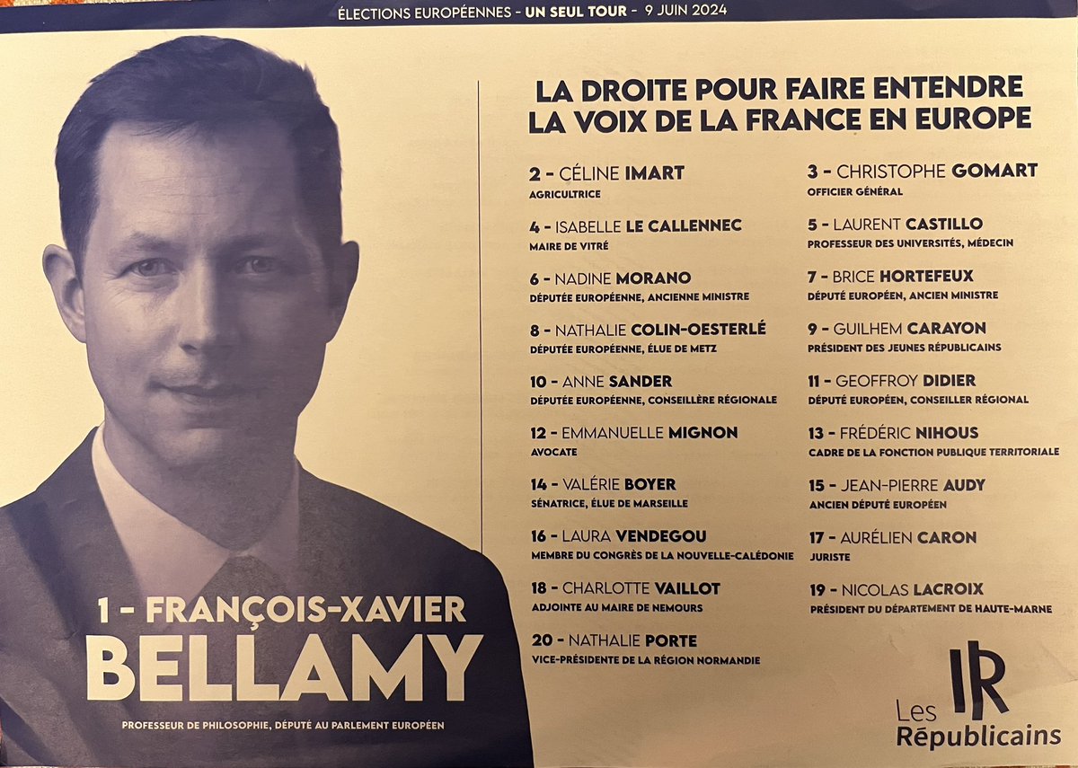 Voici le bulletin à glisser dans l’enveloppe ce dimanche #Européennes2024 😉🤗<a href="/fxbellamy/">Fx Bellamy</a> 🇫🇷🇪🇺