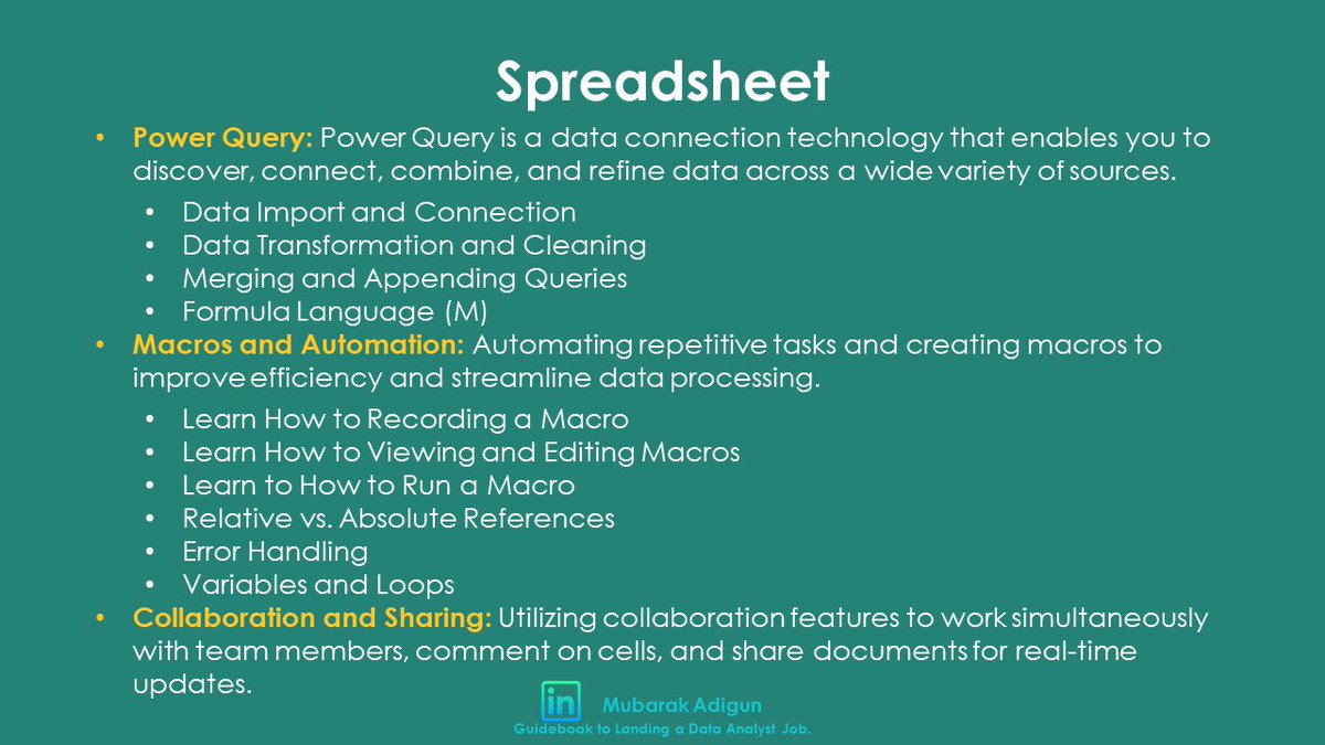 Femi_OfMainland's tweet photo. Do you want to be a Microsoft Excel advance user in 4 months?
Focus on these topics. https://t.co/MQDCsrdzAd