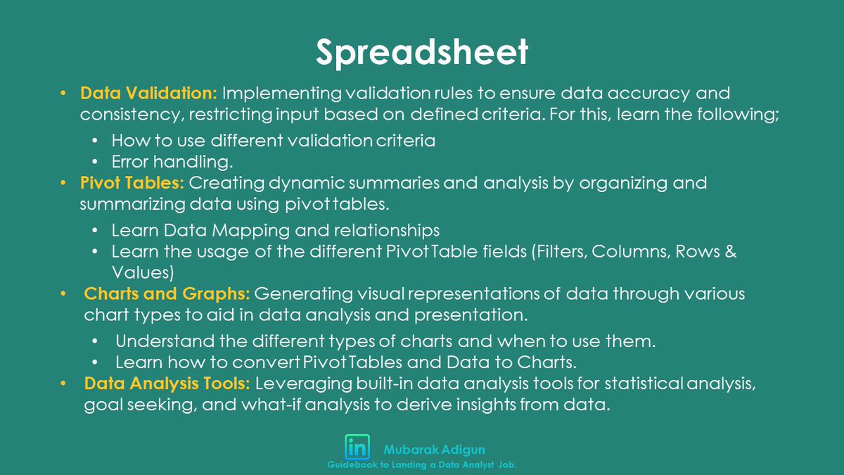 Femi_OfMainland's tweet photo. Do you want to be a Microsoft Excel advance user in 4 months?
Focus on these topics. https://t.co/MQDCsrdzAd