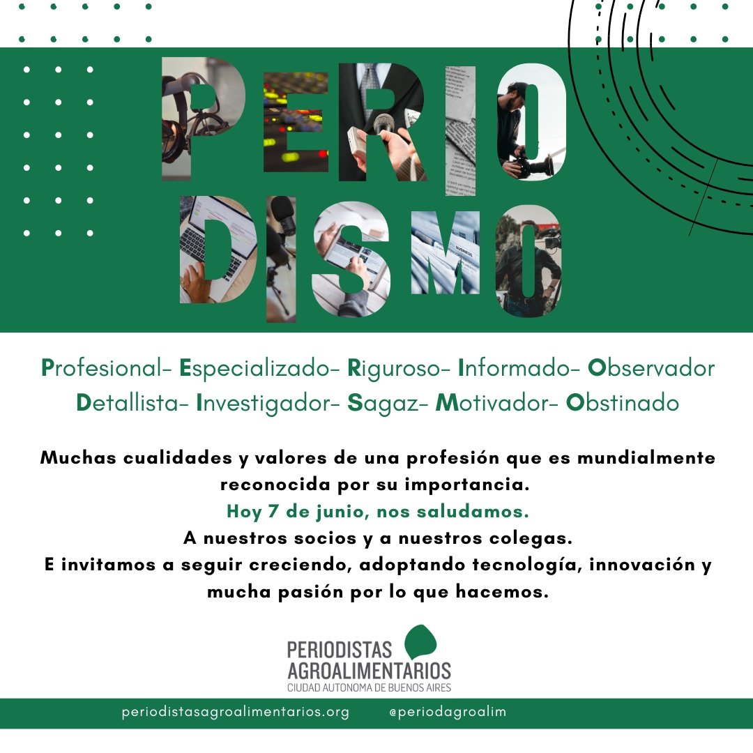 Feliz Día para nuestros socios y colegas!!!

#PeriodistasAgroalimentarios
#DíaDelPeriodista