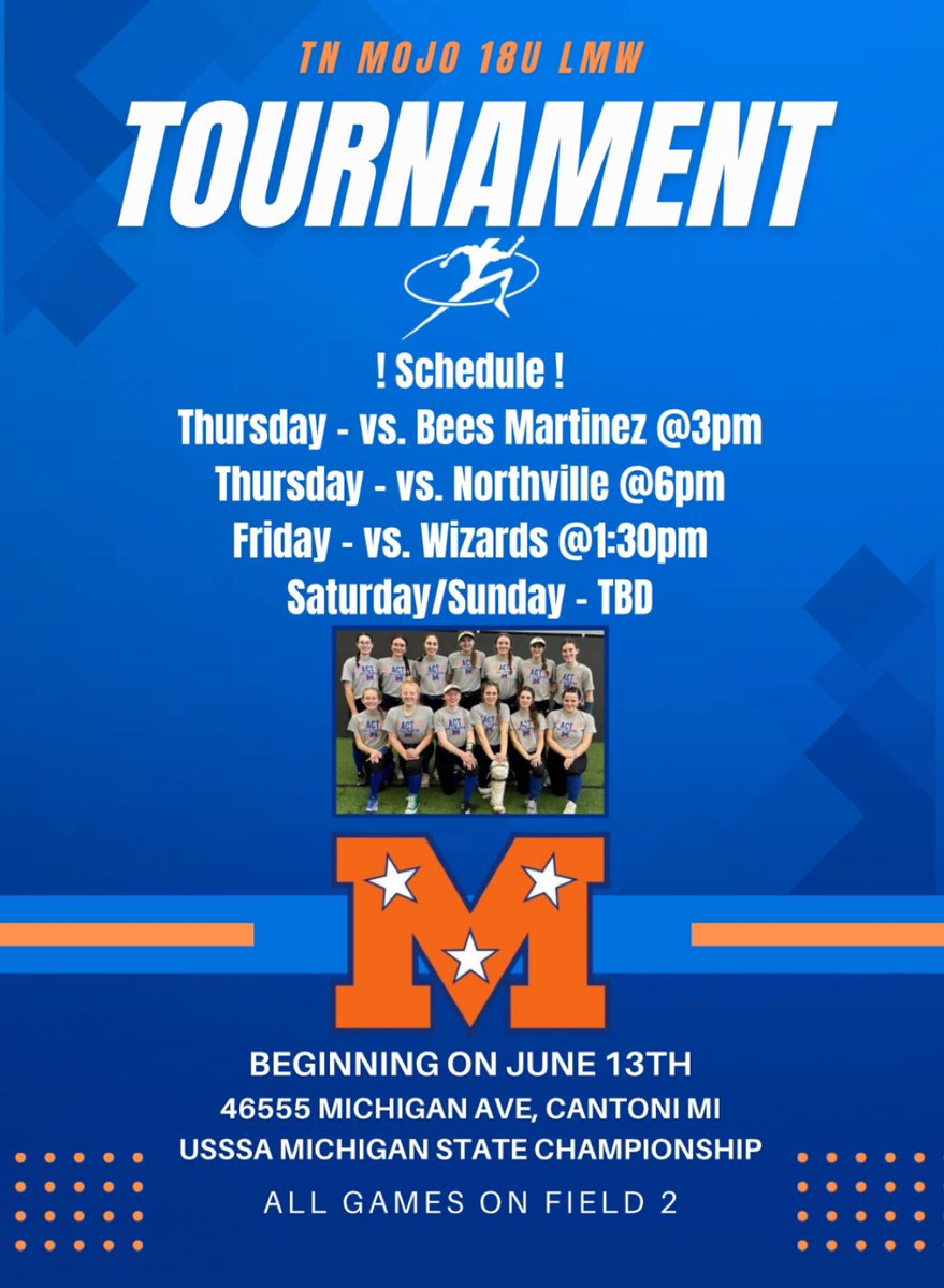 TN MOJO-LMW will be in Canton this upcoming weekend. Here is our schedule below.  Come check this fantastic ladies out!