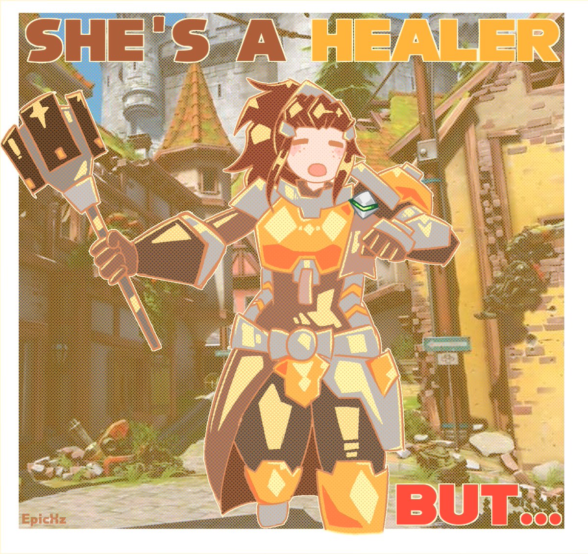 ztick_epic's tweet photo. Imaginate estar molestando a Torbjon porque el wey empezo a dispararte con su torreta y pegarte con su martillo o algo y entonces escuchas a tus espaldas un fuerte:

-"Todos conmigo!"

Para luego que la dulce hija menor del tipo te reviente el craneo con una maza

#overwatch https://t.co/doqyo52Weo