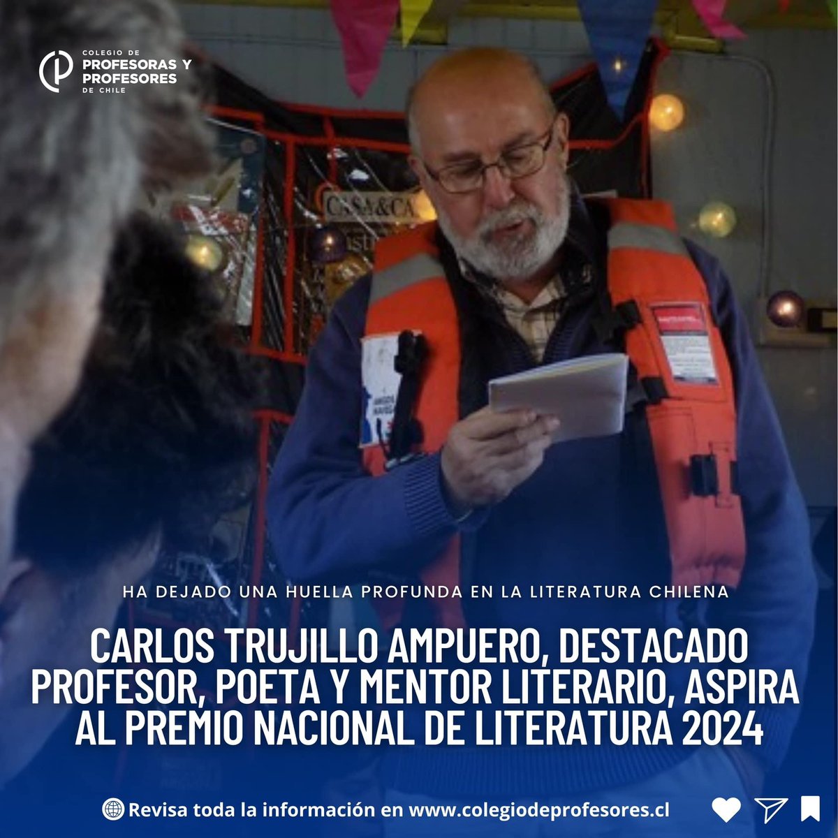 MancillaMohl's tweet photo. Es importante valorar la literatura y el trabajo de los escritores. La candidatura de Carlos Trujillo dignifica al profesorado. Fue docente de aula hasta su exoneración en 1985 por crear el taller literario Aumen y difundir la creación entre los jóvenes de Chiloé https://t.co/UOUCa6JvzT