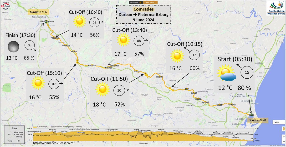 SnowReportSA's tweet image. 🌧️🌊❄️🌬WEATHER UPDATE: Forecast for the Comrades Marathon weekend, including some warnings. snowreport.co.za #weather #warnings #comradesmarathon