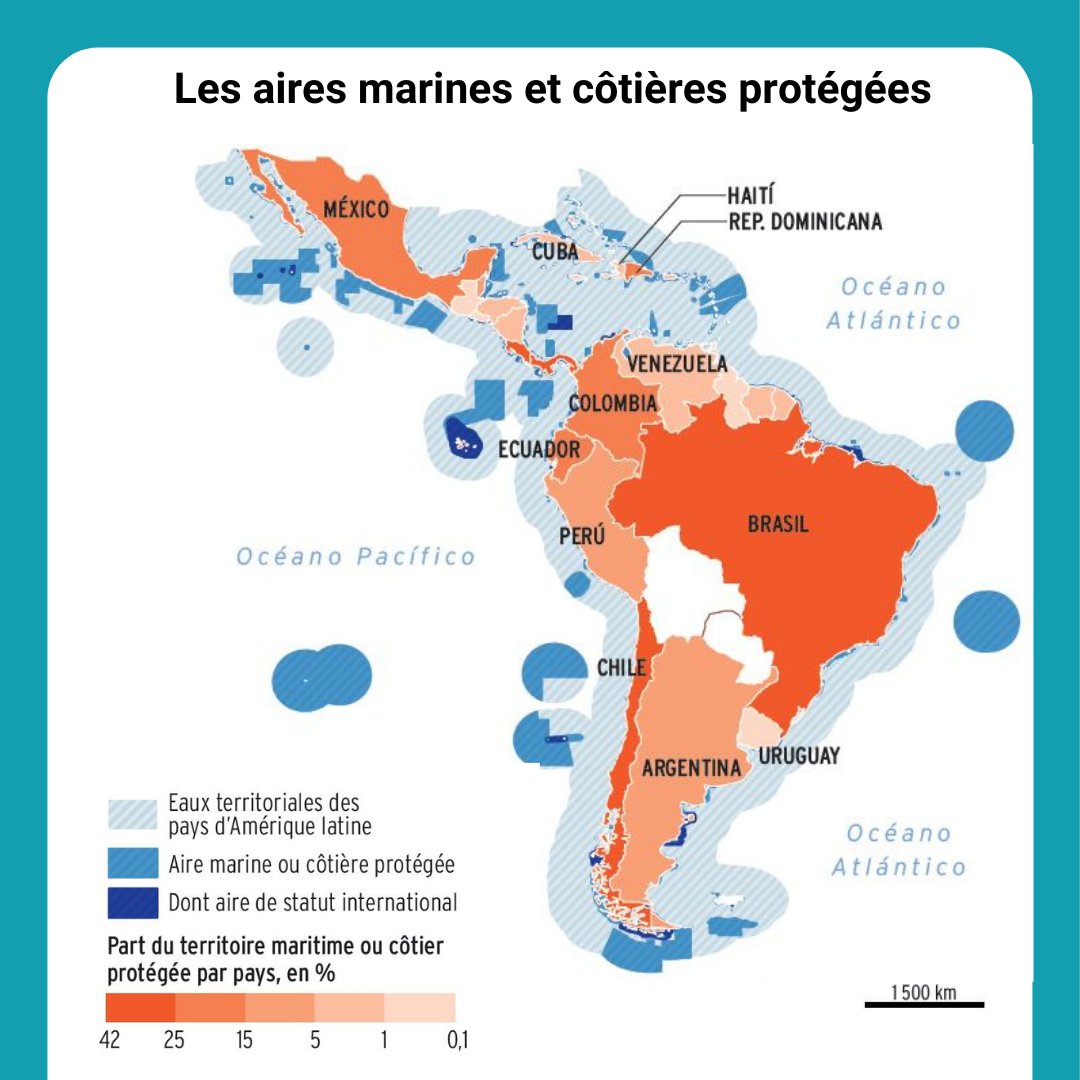 AFD_France's tweet photo. #JournéeMondialeDeLOcéan 🌊

🤔Le saviez-vous ? Les aires marines protégées constituent un levier efficace pour la préservation des océans et de la biodiversité qu’ils abritent.

Zoom sur la région Amérique latine et Caraïbes dans notre #AtlasODD (🤝@sciencespo) ⤵️ 
@TiagoGiraldo